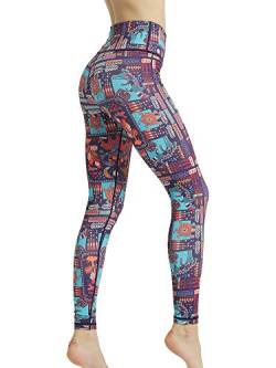 FLYILY Damen Hohe Taille Leggings Training Tights Yoga Hosen Blickdichte Frauen Laufhose(3-Animal,XL) von FLYILY