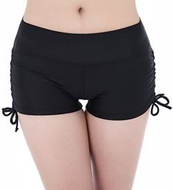 FLYILY Damen Sport Badeshorts Boyleg Board Shorts Strand Bikini Tankini Unterteile Badebekleidung Badeanzüge(EUR 36-38(Tag M),Black) von FLYILY