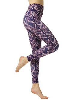FLYILY Damen Yoga Leggins Frauen High Waist Prägedruck Slim Fit Fitnesshose Lange Sportleggins Stretchhose(7-Purple,XL) von FLYILY