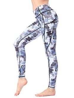 FLYILY Frauen Yoga Pants Gedruckt hohe Taillen-Power Flex Capris Workout Gamaschen für Fitness Laufen(Camouflage,S) von FLYILY