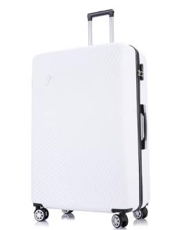 FLYMAX 29" große Koffer auf 4 Rädern, leichtes Hartschalengepäck, langlebiges Check-in-Gepäck, integrierte 3-stellige Zahlenkombination, Weiß von FLYMAX