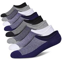 FLYRUN Herren No Show Baumwollsocken, 8er-Pack, niedrig geschnitten, lässige Socken mit rutschfesten Griffen, Mehrfarbig, 3–8 Paar, Einheitsgr��e von FLYRUN