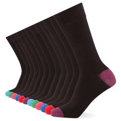 FM London (12er-Pack) Smart Mens Socken - Atmungsaktive einfarbige, gemusterte und schwarze Socken Herren - Baumwollsocken Herren Geeignet für Arbeits- und Freizeitkleidung von FM London