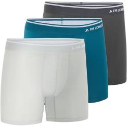 FM London (3er-Pack) Micromodal Herren-Boxershorts – weiche Anti-Scheuer-Boxershorts mit Beutel – für Sport und Alltag geeignet – feuchtigkeitsabweisende, etikettenfreie, atmungsaktive Unterwäsche von FM London