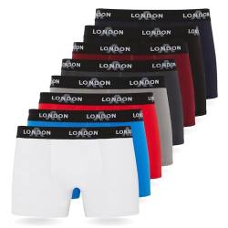 FM London (4/8er-Pack) Herren-Boxershorts mit elastischem Bund Herrenunterwäsche für den Alltag, Bunt (8er Pack), XL von FM London