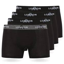 FM London (4/8er-Pack) Herren-Boxershorts mit elastischem Bund Herrenunterwäsche für den Alltag, Schwarz, S von FM London