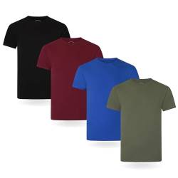 FM London (4er-Pack) Bio-T-Shirt für Herren - Mittelschwere Herren-T-Shirts Multipack Ideal für den Alltag - Tag-frei, bequem, weich von FM London