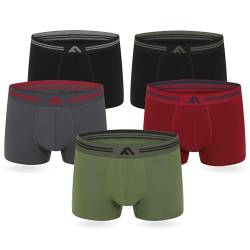 FM London (5er-Pack) Bambus-Herren-Boxershorts mit Stretch-Fit-Design, Dunkel Gemischt, S von FM London