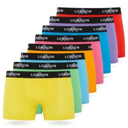 FM London (8er-Pack) Herren-Boxershorts mit elastischem Bund Herrenunterwäsche für den Alltag Neon Gemischt (8er Pack), L von FM London