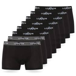 FM London (8er-Pack) Herren-Boxershorts mit elastischem Bund Herrenunterwäsche für den Alltag Schwarz (8er Pack), L von FM London