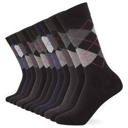 FM London Herren Argyle Socken 12er pack, Schwarz (Argyle), 39-45 von FM London