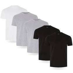 FM London Herren-T-Shirt (3/5er-Pack) - Hochwertige T-Shirts mit leicht tailliertem Design - Superweiches T-Shirt aus 100% Baumwolle - Stretch-Herren-T-Shirts für jeden Anlass geeignet von FM London