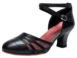 Damen Schuhe Tanzschuhe mit Absatz 5,11cm für Latein(Schwarz,40) von FM2018XSL