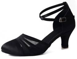 Damen Schuhe Tanzschuhe mit Absatz 5,9cm für Latein(Schwarz,38) von FM2018XSL