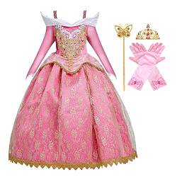 FMYFWY Karnevalskostüm, Mädchen, Prinzessin, Aurora-Kleid, die Schöne aus Holz, schlafend, Cosplay, Halloween, Weihnachten, Party, Abendkleid, Kleider (Zubehör) Gr. 9-10 Jahre, 000 Kleid / Zubehör von FMYFWY