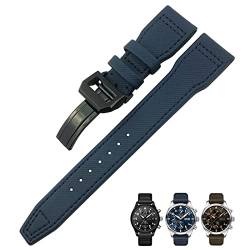 FNDWJ 20 mm, 21 mm, 22 mm, Nylonfaser-Lederarmband, passend für IWC IW377729 IW389001 Big Pilot Watch Grün Blau Schwarz Uhrenarmband, 20 mm, Achat von FNDWJ