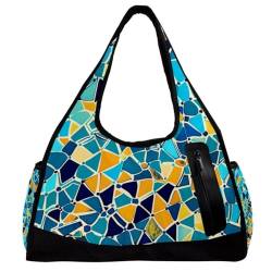 Duffle Bag, Duffle Bag for Men, Workout Bag, Travel Duffel Bag for Women, Morocco Pattern Blue Retro Ethnic, Muster 4867, 47x16.5x27cm(18.5x6.5x10.6in) von FNETJXF