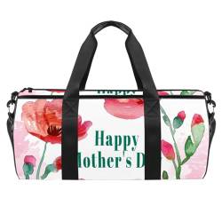 Turnbeutel für Damen, Reisetasche, Workout-Tasche, Reisetasche, Reisetasche, für Damen, "Happy Mother's Day", Blumenmuster, Muster 2258, 45x23x23cm(17.7x9x9in) von FNETJXF