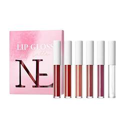 # 2.2mlx6pcs Non Stick Cup Lip Glaze Set mit Lip Plumping Liquid Texture Lip Gloss Dauerhafte Farbe mit Make-up den ganzen Tag lang (Hot Pink, One Size) von FNKDOR