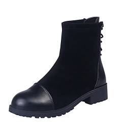 2022 Casual Ankle Toe Fashion Boots Strap Damen Ferse Runde warme Flache Damenstiefel von FNKDOR