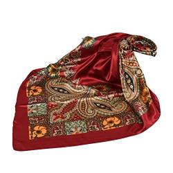 # Big Cashew Flower Print Kopftücher Haarschal Seidenhaar Cashew Square Schals Halstuch für Frauen Mädchen Frisuren (Red, One Size) von FNKDOR