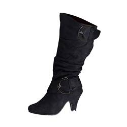 Elegant Stiefel Absatz Schuhe Fersenstiefel Frauen High Stiefel Retro-Stiefel Booties verjüngt für Frauen von FNKDOR
