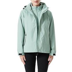 FNKDOR 2023 Neu Winterjacke Damen Wasserdicht Windbreaker Doppelschicht Outdoorjacke Wanderjacke mit Abnehmbar Kapuzen (Mint Green, XXXL) von FNKDOR