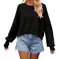 FNKDOR 2023 Pullover Damen Herbst Winter Kurz Schlicht Pullis Kaschmirpullover (Black, S) von FNKDOR