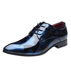 FNKDOR Berufsschuhe Anzugschuhe Herren Schuhe im klassischen Stil für Herren Lederschuhe zum Hineinschlüpfen aus PU-Leder mit niedriger Gummisohle und Blockabsatz von FNKDOR