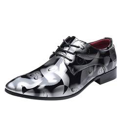 FNKDOR Berufsschuhe Anzugschuhe Herren Schuhe im klassischen Stil für Herren Lederschuhe zum Hineinschlüpfen aus PU-Leder mit niedriger Gummisohle und Blockabsatz von FNKDOR