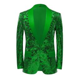 FNKDOR Glitzer Pailletten Bronzing Sakko Herren Anzugjacke Moderne Anzug Männer Party Blazers Abendanzug (Green, L) von FNKDOR