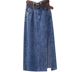 FNKDOR Jeansrock Damen Lang Seitlicher Mit Schlitz Hohe Taille A Linie Jeansrock von FNKDOR