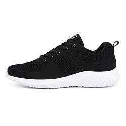 FNKDOR Leicht Laufschuhe Herren Sneaker Atmungsaktiv Stoff Turnschuhe Fitness Sportschuhe Schwarz 42 von FNKDOR