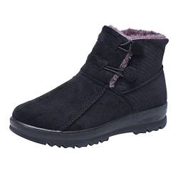 FNKDOR Stiefel Damen Elegant Dicke Zehen im freien warm Damenstiefel Plus bequemer samt Schnee Runde Schuhe Winter Baumwollstiefel von FNKDOR