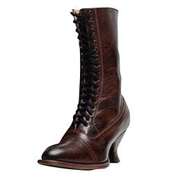 FNKDOR Stiefel Damen Elegant Gothic High Ankle Cross-Tied Boots Stretch Schuhe Toe Lace-Up Vintage Heel Damenstiefel von FNKDOR