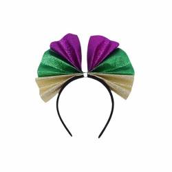 Karnevals Kostüm Accessoire Damen Stirnband, Modisch und Bequem, mit Großer Schleife, Pailletten-Stirnband (Green, One Size) von FNKDOR