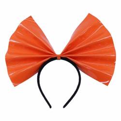 Karnevals Kostüm Accessoire Damen Stirnband, Modisch und Bequem, mit Großer Schleife, Schwarz-Stirnband (Orange, One Size) von FNKDOR