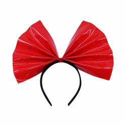 Karnevals Kostüm Accessoire Damen Stirnband, Modisch und Bequem, mit Großer Schleife, Schwarz-Stirnband (Red, One Size) von FNKDOR