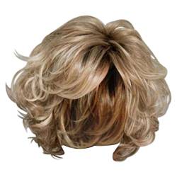 # Kurzes lockiges Haar für Frauen, gemischt mit goldenem Stirnband, geeignet für Damenperücken, blonde Perücke (Gold, One Size) von FNKDOR