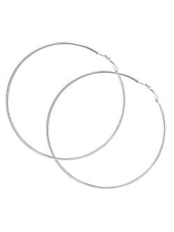 FOCALOOK 100mm Hoop Ohrringe Creolen Große Runde Kreis Ohrringe silberfarben Elegant Ohrschmuck für Frauen Mädchen Bürodamen von FOCALOOK