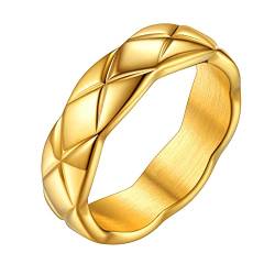 FOCALOOK 18k vergoldet Ehering für Damen Herren 6mm breit X-Kreuz Design Band Ring Trauring Verlobungsring Partnerring Modeschmuck für Hochzeit Jahrestag Größe 54 (17.2) von FOCALOOK