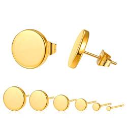 FOCALOOK 18k vergoldet Ohrringe Set für Jungen Mädchen 6 teilige 2/4/6/8/10/12mm Runde Ohrstecker Minimalist Ohr Piercing Ohrschmuck Accessoire für Männer Frauen von FOCALOOK