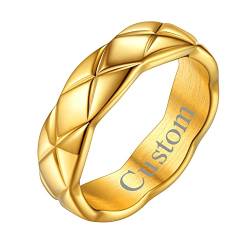 FOCALOOK 18k vergoldet personalisiert Ehering für Damen Herren 6mm breit X-Kreuz Design Band Ring Trauring Verlobungsring Partnerring Modeschmuck für Hochzeit Jahrestag Größe 54 (17.2) von FOCALOOK