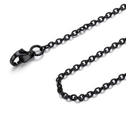 FOCALOOK 2mm dünne Rolokette Edelstahl Halskette Ersatzkette für Anhänger 45cm/18 schwarz Gliederkette für Männer Frauen Jungen Mädchen von FOCALOOK