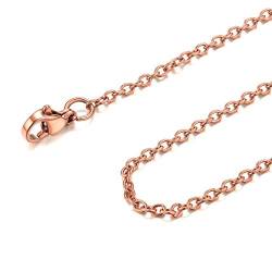 FOCALOOK 2mm dünne Rolokette Edelstahl Halskette Ersatzkette für Anhänger 55cm/22 rosegoldfarben Gliederkette für Männer Frauen Jungen Mädchen von FOCALOOK