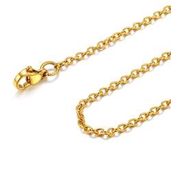 FOCALOOK 2mm dünne Rolokette Edelstahl Halskette Ersatzkette für Anhänger 70cm/28 goldfarben Gliederkette für Männer Frauen Jungen Mädchen von FOCALOOK