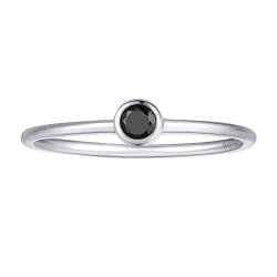 FOCALOOK 925 Silber Ehering Versprechen Ring für Damen Solitär Ring Trauring Verlobungsring mit Runden Schwarzen Zirkonia Schmuck für Geburtstag Größe 54 (17.2) von FOCALOOK