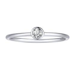 FOCALOOK 925 Silber Ehering Versprechen Ring für Damen Solitär Ring Trauring Verlobungsring mit Runden Weißen Zirkonia Schmuck für Geburtstag Größe 54 (17.2) von FOCALOOK