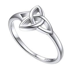 FOCALOOK 925 Silber Ehering für Damen Triquetra Ring Trauring Verlobungsring Partnerring Keltischer Schmuck für Hochzeit Jahrestag Größe 54 (17.2) von FOCALOOK