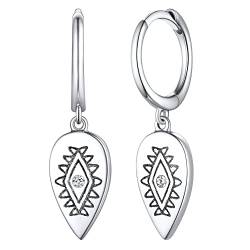 FOCALOOK 925 Sterling Silber Ohrringe Hängend Böse Auge Creolen Hängend für Frauen Mädchen Evil Eye Ohrhänger Augen von Teufel Hängeohrringe Edel Ohrringe Schick Ohrschmuck von FOCALOOK